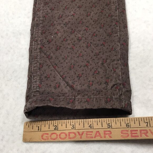 NWT FREE PEOPLE Corduroy Jean Women 34x31 Brown Ditsy Rose Floral Print Slim - Picture 15 of 16